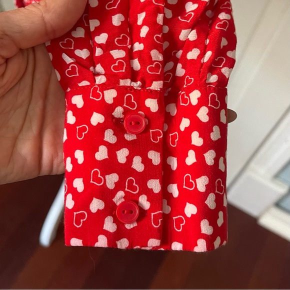 & Other Stories Heart Print Buttondown Top Blouse 2 Valentine’s Day Holiday Red - Picture 7 of 11